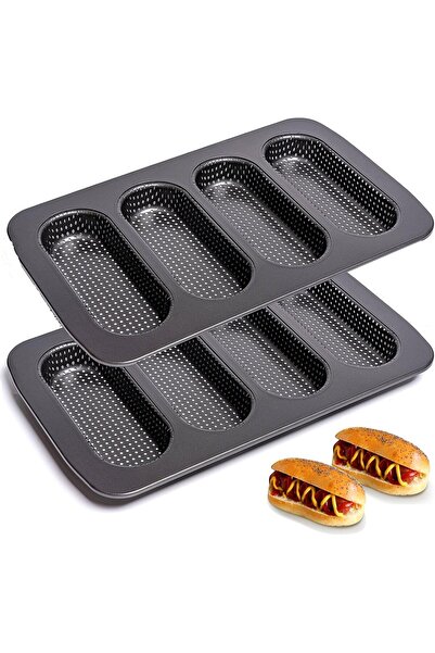 Arabest مجموعة قوالب خبز هوت دوغ صغيرة ومقرمشة من قطعتين، مصنوعة من الفولاذ ا...