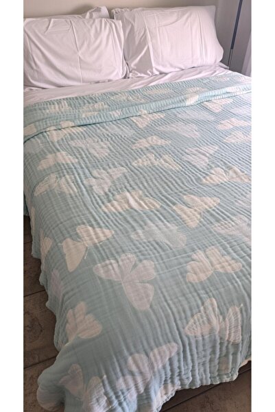 Mulberry Butterfly Pattern 4 Layer Muslin Pique Bedspread King Size 240X260 cm