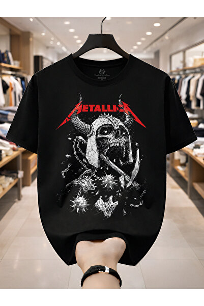 PARUNIV Ανδρικό T-shirt με τυπωμένο Metallica, αλυσίδες