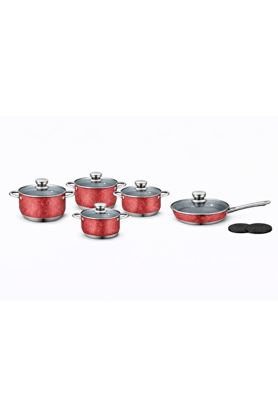 Royalty Line 12-piece stainless steel cookware set with glass lids