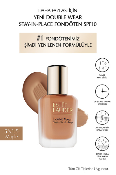 Estee Lauder Double Wear Stay-in-Place Fondöten SPF10 Canlı Mat Bitiş (5N1.5 ...