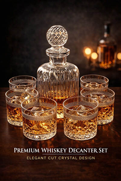 MADAME LUDA Üst Segment Viski Bardağı Karaf Sürahi Takımı-Seti.(4 BARDAK+1 KA...