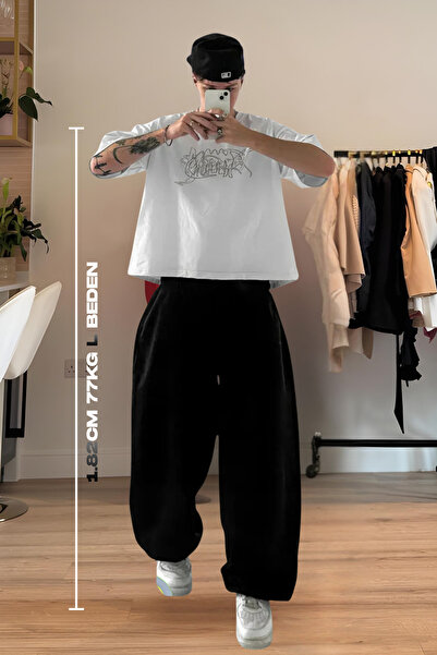 vladivosto Mevsimlik Bol Paça Lastikli Paça Oversize Baggy Büyük Beden Siyah ...