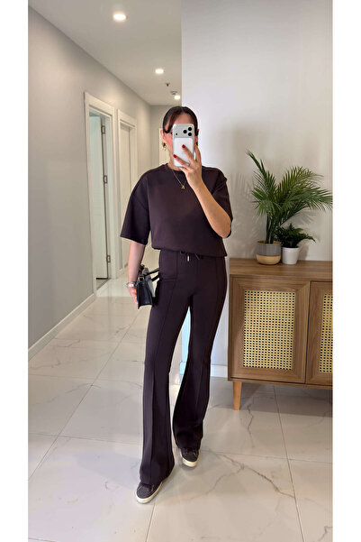 BİRCANÇİL Dlvin Elles Dark Brown T-Shirt Pants Set