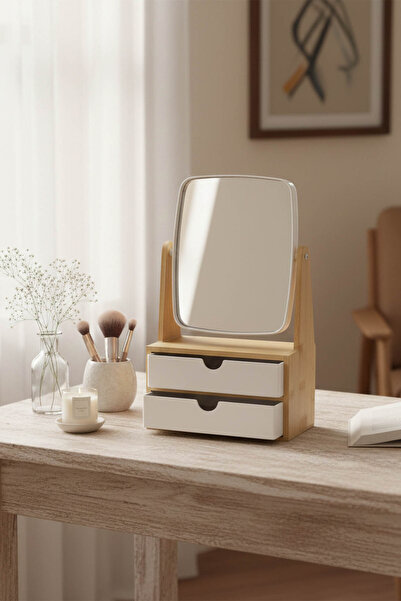 Emofom درج منظم للمكياج والمجوهرات مع أقسام ومرآة