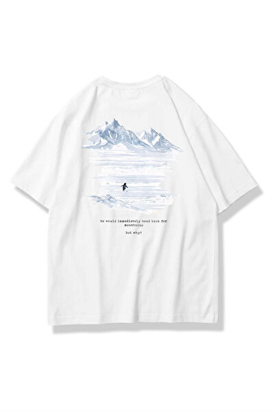 Trendiz Unisex Lone Penguin Tshirt Beyaz