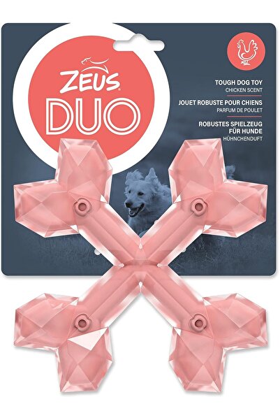 ZEUS ثنائي متقاطع، 15 سم، مرجاني، برائحة الدجاج