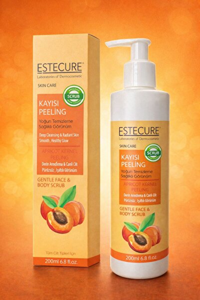 ESTECURE Kayısı Peeling 200 ml | Yüz ve Vücut İçin Nazik Scrub | Derin Temizl...