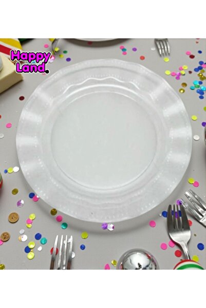 Happyland Şeffaf Renk MİKA TABAK 6'LI 23CM ÇAP Doğum Günü Organizasyon Piknik...