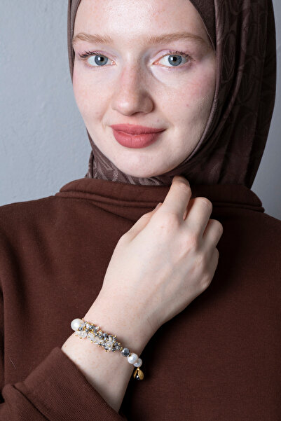 OSMANLI DOĞAL TAŞ Certified Hematite, Natural Stone Bracelet with Pearl Silve...