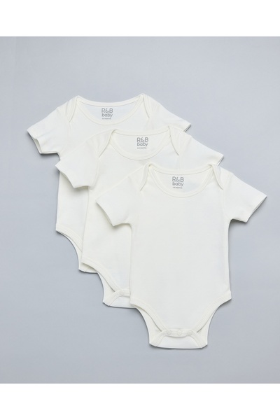 R&B 3 Pack Solid Bodysuits with Short Sleeves