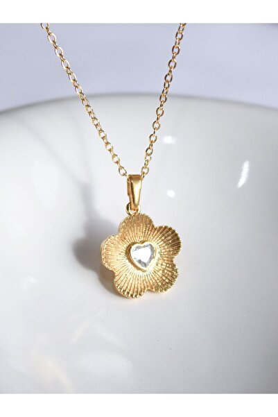 Reorah Collection White Zircon Stone Flower Shaped Necklace