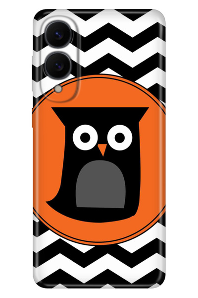 Cekuonline Galaxy S25 Edge Case Decorative Silicone Printed Cover Zigzag Owl