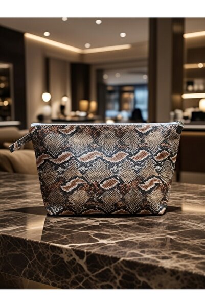 PYCOS Brown Suet - Leather Triangle Large (32X18X8) Makeup, Travel, Storage, ...