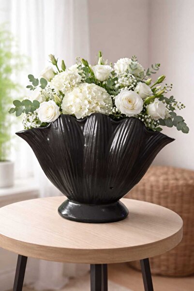 Neşeli home dekor İstiridye Vazo Siyah