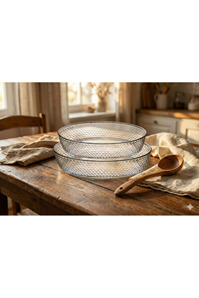 Borart İkili Petek Desenli Oval Tepsi Takımı