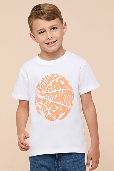 R&B Printed T-Shirt with Crew Neck and Short Sleeves