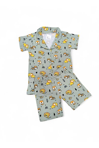 zahider Set de pijamale pentru băieți, 100% bumbac, cu imprimeu cu leu, cu na...