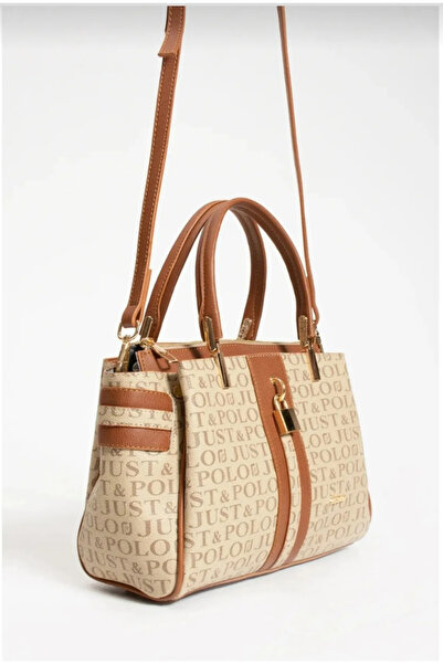 Just Polo Lock Detailed, Gold Accessory, 4 Compartment Women's Shoulder Bag 2...