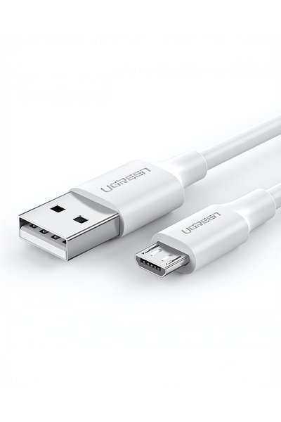 Ugreen USB-A to Micro USB Hızlı Şarj Kablosu 0,5 Metre, Beyaz, 60140