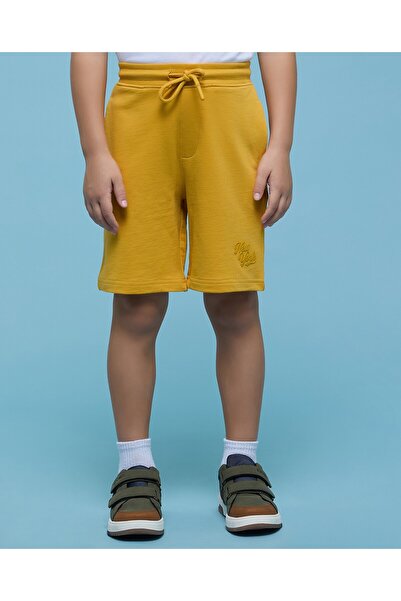 R&B Boys Yellow Printed Shorts with Drawstring Waist