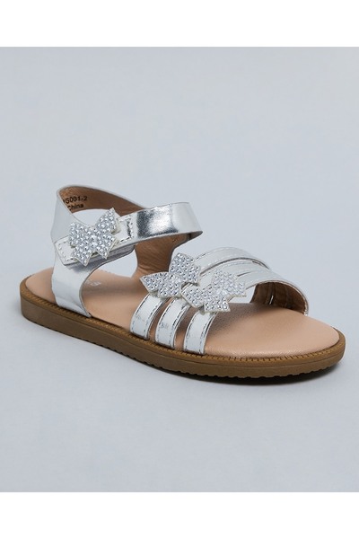 R&B Appliqued Velcro Closure Flat Sandals