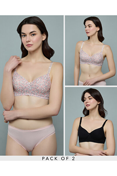 R&B Women Beige 2 Pack Full Coverage T-Shirt Bras