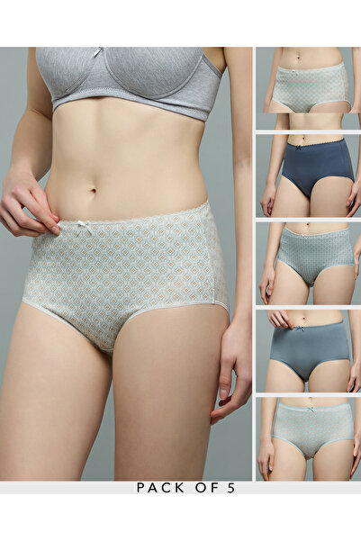 R&B Women Sage 5 Pack Printed Full Briefs