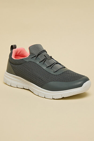 R&B Women Grey Textured Lace Up Running Shoes