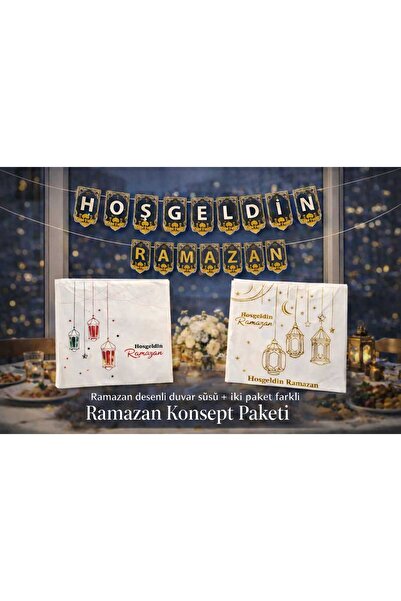 CKM silikon 3Lü Ramazan Konsept Seti 2 Paket Farklı Model Peçete 1 Paket Rama...