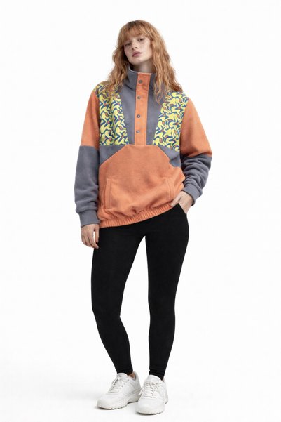 Vatkalimon Women's Men's Salmon Gray Half-Zip Fleece