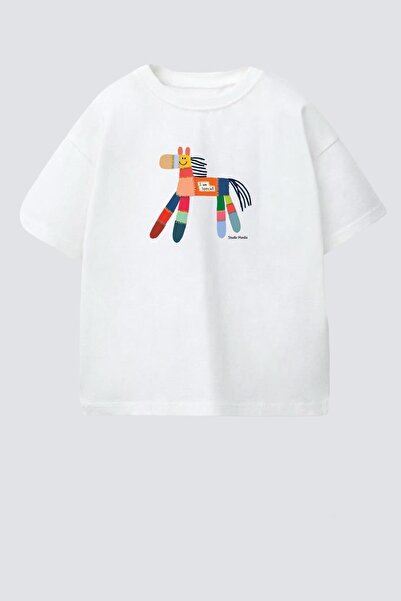 Monila Унисекс детска памучна тениска с обло деколте и принт