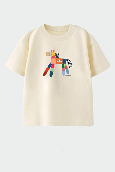 Monila Унисекс детска памучна тениска с обло деколте и принт