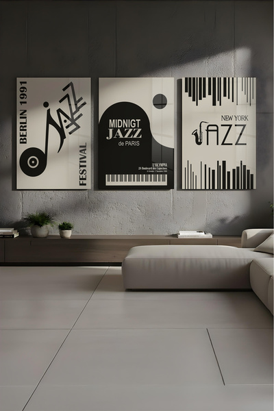 huhuli Glass 3-Piece Vintage Jazz Nights Painting Set Huhu849C