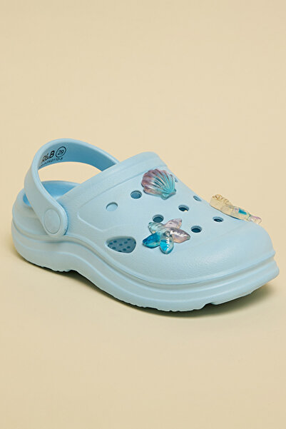 R&B Girls Blue Charm Detail Slingback Clogs