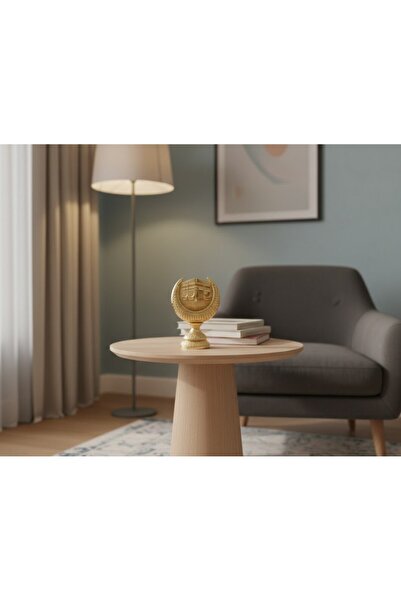 AKUA TAHTA Hilal İçinde Kabe Motifli Dekoratif Biblo - Altın Renk Kaplama - İ...