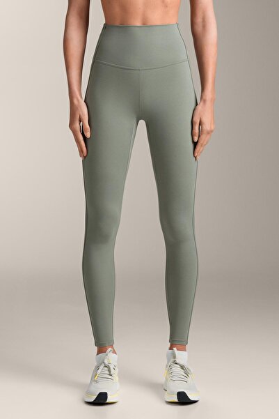 Oysho بنطلون ليجنز عالي الخصر من كومفورتلوكس، مضلع، يصل إلى الكاحل