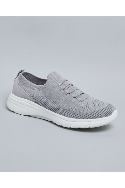 R&B Women Grey Knitted Lace Up Casual Shoes