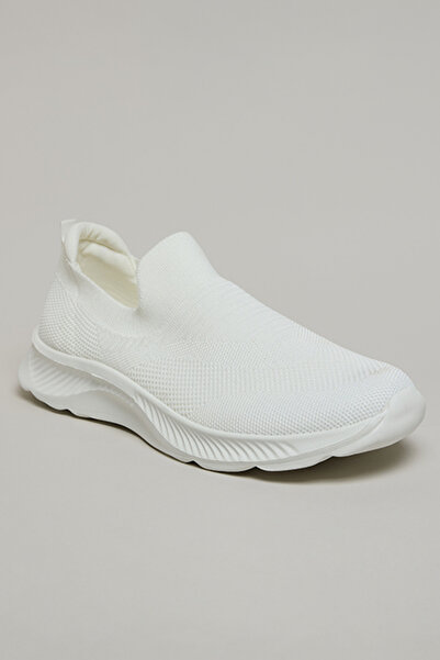 R&B Women Ivory Textured Knitted Slip On Shoes