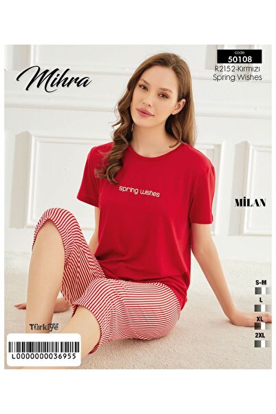 Mihra Red Spring Wishes Capri Pajama Set