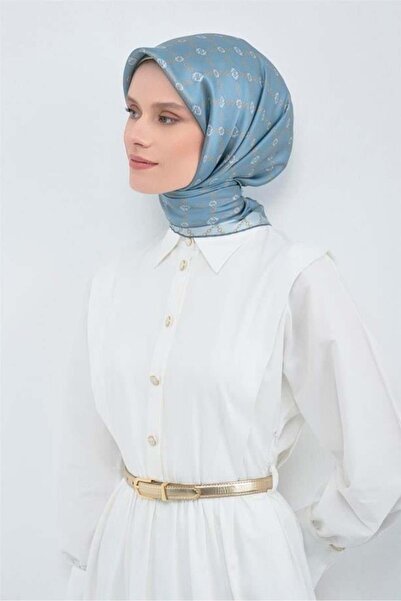 Armine Sura Pure Silk Scarf 9530 - 33 Mint Green Logo Pattern