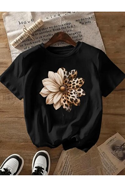 AZIZI TEKSTIL Βασικό μπλουζάκι με στάμπα λουλουδιών