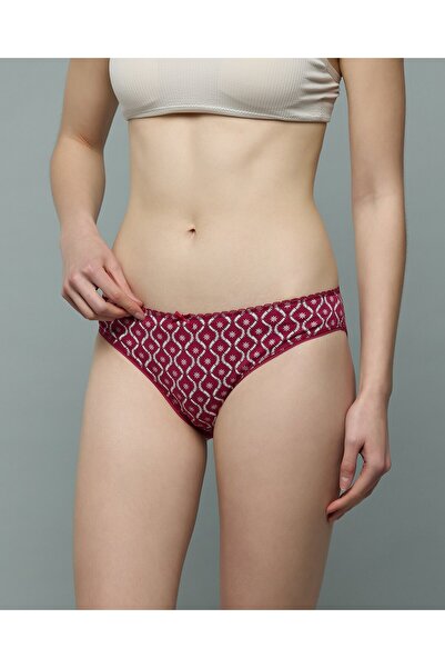 R&B Women Burgundy 5 Pack Printed Bikini Briefs