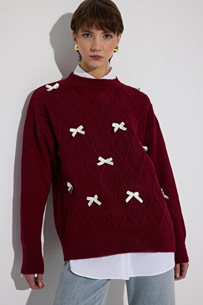 Touché Privé Ribbed Tricot Sweater with Ribbon Detail