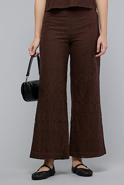 R&B Schiffli Wide Leg Trousers with Elastic Waist