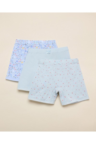 R&B Girls Powder Blue 3 Pack Printed Boyshorts