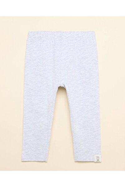 R&B Girls Grey Melange Solid Leggings with Elastic Waist