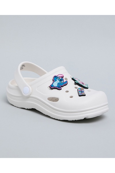R&B Girls Ivory Stitch Charm Detail Slingback Clogs