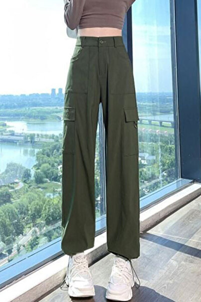 dorbe high-waist straight-leg drawstring women streetwear trousers cargo pants