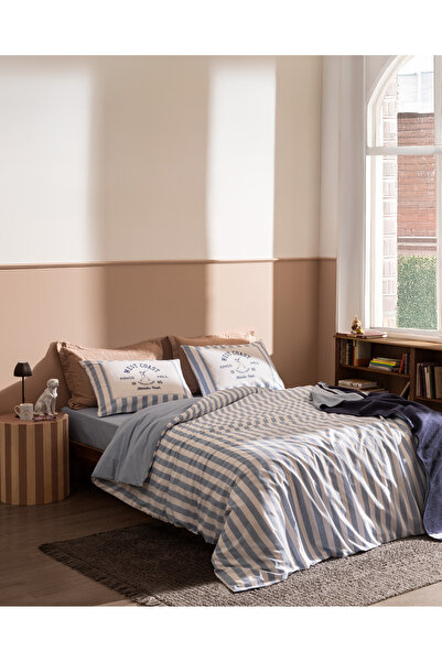 Madame Coco Olivier Double 100% Cotton Ranforce Printed Duvet Cover Set - Blue